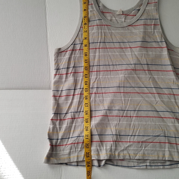 Vintage 1970s Men's Striped Tank Top. Large (please see measurements) 🇺🇸 50/50 - Picture 10 of 10